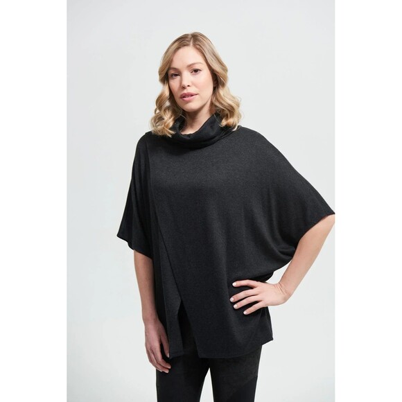 Joseph Ribkoff Cowl Neck Poncho Cape Sweater Womens 16 Gray Open Front Tunic - Picture 1 of 9